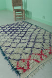 Handwoven Moroccan Berber Rug - Ivory with Bold Purple Accents