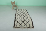 Handwoven Moroccan Rug - Classic White with Diamond Patterns 2.9 x 6.2 ft