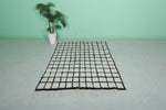 Handmade Berber Checkered Rug – 4.5 x 6.6 ft Black and White Wool Rug
