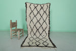 Handwoven Moroccan Rug - Classic White with Diamond Patterns 2.9 x 6.2 ft