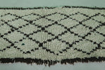 Handwoven Moroccan Rug - Classic White with Diamond Patterns 2.9 x 6.2 ft