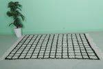 Handmade Berber Checkered Rug – 4.5 x 6.6 ft Black and White Wool Rug