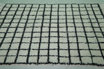 Handmade Berber Checkered Rug – 4.5 x 6.6 ft Black and White Wool Rug
