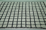 Handmade Berber Checkered Rug – 4.5 x 6.6 ft Black and White Wool Rug