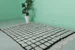Handmade Berber Checkered Rug – 4.5 x 6.6 ft Black and White Wool Rug