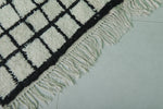 Handmade Berber Checkered Rug – 4.5 x 6.6 ft Black and White Wool Rug