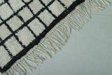 Handmade Berber Checkered Rug – 4.5 x 6.6 ft Black and White Wool Rug
