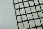 Handmade Berber Checkered Rug – 4.5 x 6.6 ft Black and White Wool Rug