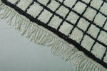Handmade Berber Checkered Rug – 4.5 x 6.6 ft Black and White Wool Rug