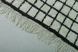 Handmade Berber Checkered Rug – 4.5 x 6.6 ft Black and White Wool Rug
