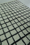 Handmade Berber Checkered Rug – 4.5 x 6.6 ft Black and White Wool Rug