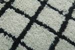 Handmade Berber Checkered Rug – 4.5 x 6.6 ft Black and White Wool Rug
