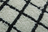 Handmade Berber Checkered Rug – 4.5 x 6.6 ft Black and White Wool Rug