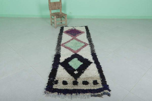 2.1 x 6.8 ft Moroccan berber rug | Vibrant diamond pattern