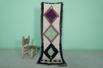 2.1 x 6.8 ft Moroccan Berber Rug | Vibrant Diamond Pattern