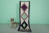 2.1 x 6.8 ft Moroccan Berber Rug | Vibrant Diamond Pattern