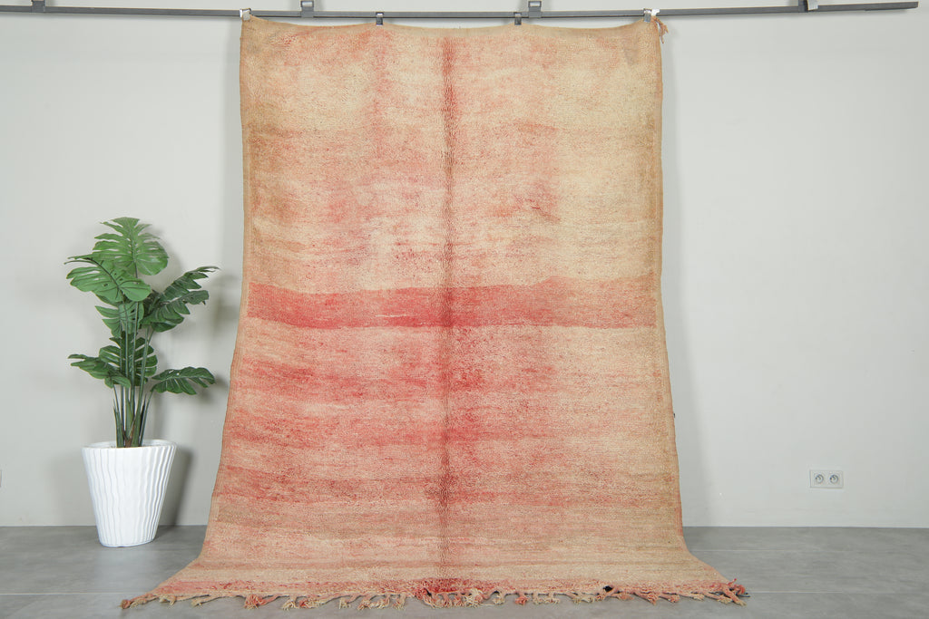 vintage moroccan rug  6.7 ft x 10 ft - handmade wool carpet