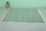 Handmade moroccan berber checkered rug 4.6 FT X 6.3 FT