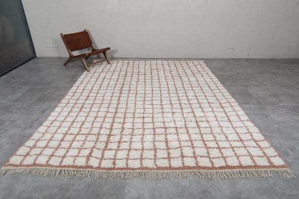 White Moroccan rug with brown checks – Custom handmade carpet