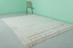 6.7 x 9.3 FT Moroccan Rug - Minimalist Wool Rug with Red Accents