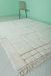 6.7 x 9.3 FT Moroccan Rug - Minimalist Wool Rug with Red Accents