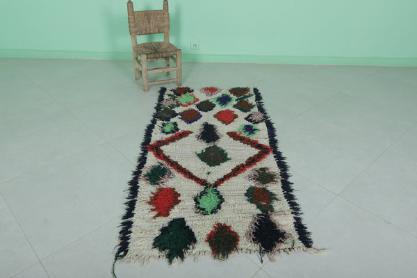 Vibrant Moroccan berber rug - Abstract tribal design (2.4 X 5.3 Feet)
