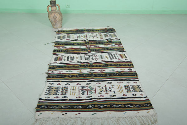 Moroccan berber kilim rug – 3.2 x 6.3 FT | Traditional handwoven design