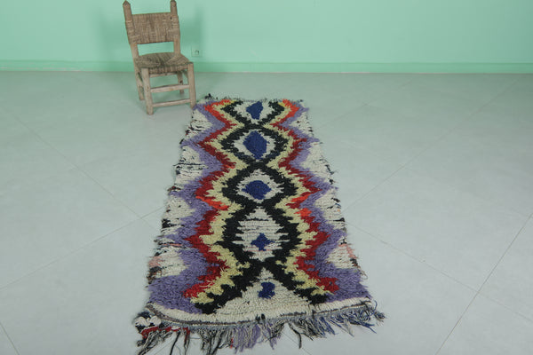 Colorful Moroccan berber rug - Bold tribal design (2.4 X 6 Feet)