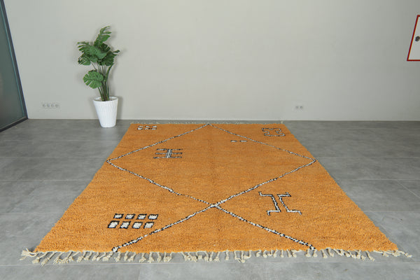 Moroccan berber rug handwoven wool orange area rug - 8 ft x 10.1 ft