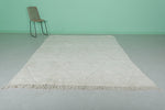 6.7 x 9.5 FT Moroccan Rug - Handcrafted Ivory Diamond Berber Carpet