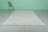 6.7 x 9.5 FT Moroccan Rug - Handcrafted Ivory Diamond Berber Carpet