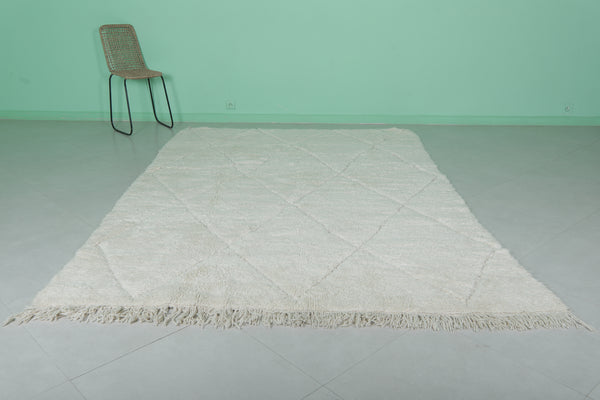 6.7 x 9.5 FT Moroccan rug - Handcrafted ivory diamond berber carpet