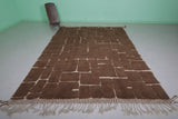 Handmade Moroccan Rug - 7.6 x 10.5 Ft, Brown with Abstract Geometric Pattern