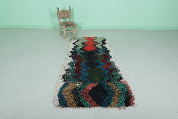 2.7 x 6 ft Moroccan berber rug | Colorful abstract shaggy design