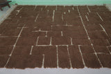 Handmade Moroccan Rug - 7.6 x 10.5 Ft, Brown with Abstract Geometric Pattern