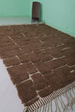 Handmade Moroccan Rug - 7.6 x 10.5 Ft, Brown with Abstract Geometric Pattern