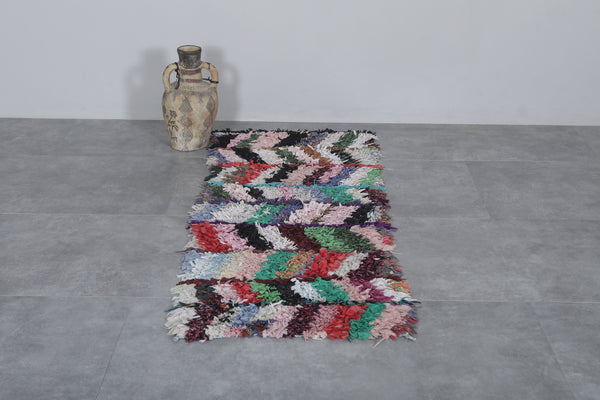 Vintage colorful Moroccan berber rug - Handmade 2.2 x 5.6 ft runner