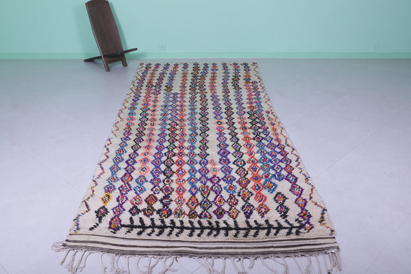 Elegant Moroccan rug 4.7 x 12.1 FT - Handwoven colorful stripes