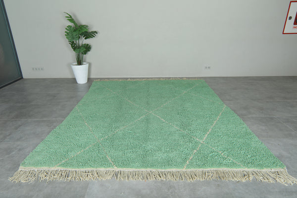 Green beni ourain rug – Handwoven wool - 8.2 ft x 10.2 ft