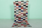 Vibrant Moroccan Berber Rug - Multi-Color Checkered Design (2.4 X 5.8 Feet)