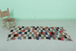 Vibrant Moroccan Berber Rug - Multi-Color Checkered Design (2.4 X 5.8 Feet)