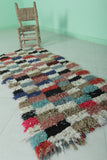 Vibrant Moroccan Berber Rug - Multi-Color Checkered Design (2.4 X 5.8 Feet)