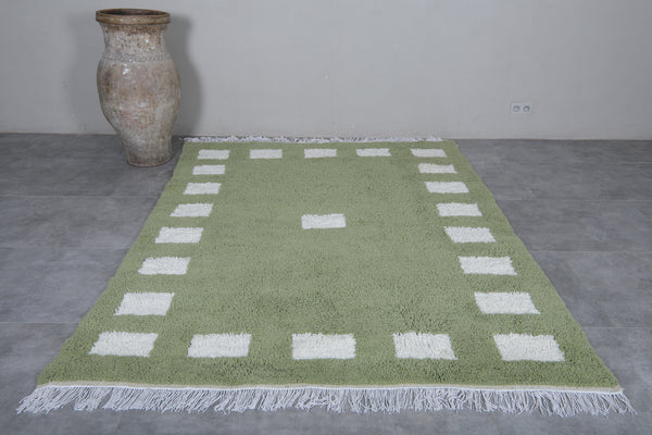 Green wool White checkered Custom size Rug