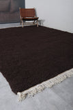 Dark Brown Wool Moroccan Rug - Custom Size & Handmade