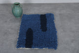 Small Moroccan Rug 2 X 3 Feet - Deep Blue Handmade Design