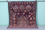 Vintage Moroccan Rug 6.2 x 9 FT - Rich Burgundy Elegance