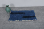 Small Moroccan Rug 2 X 3 Feet - Deep Blue Handmade Design