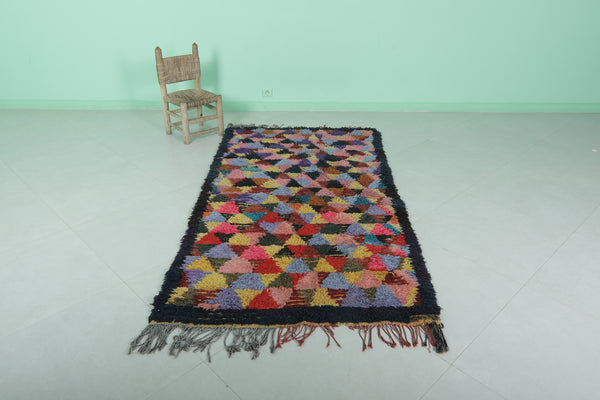 Handwoven Moroccan berber rug - Colorful triangle pattern - 3.6 FT x 6.9 FT