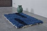 Small Moroccan Rug 2 X 3 Feet - Deep Blue Handmade Design