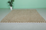 Checkered Moroccan Rug – 8 x 8.4 ft Handwoven Brown & Cream Pattern